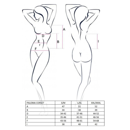 Корсет-сорочка с пажами Passion PALOMA CORSET S/M, white, трусики, полупрозрачный || Корсет-сорочка з пажами Passion PALOMA CORSET S/M, white, трусики, напівпрозорий