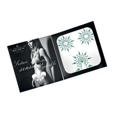 Пэстис из кристаллов Petits Joujoux Gloria set of 3 - Green/Blue, украшение на грудь и вульву || Пестіс з кристалів Petits Joujoux Gloria set of 3 - Green/Blue, прикраса на груди та вульву