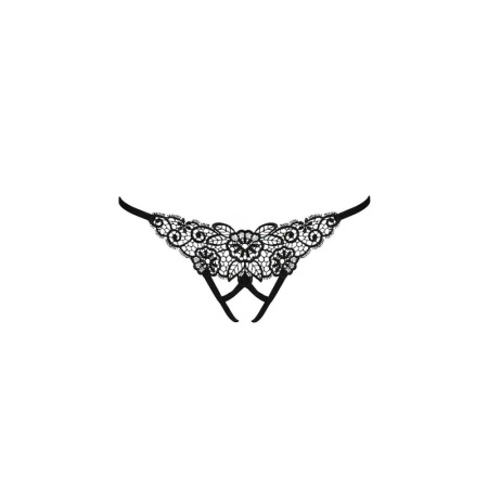 Трусики кружевные с доступом Passion Exclusive VIOLANTE THONG XXL/XXXL, black || Трусики мереживні з доступом Passion Exclusive VIOLANTE THONG XXL/XXXL, black