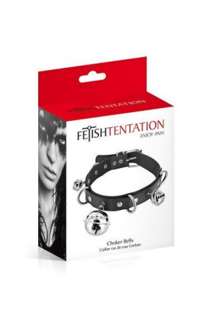 Ошейник c бубенцами Fetish Tentation Choker Bells, экокожа || Нашийник c дзвіночками Fetish Tentation Choker Bells, екошкіра