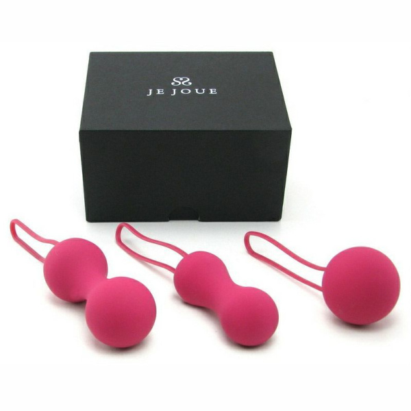 Набор вагинальных шариков Je Joue - Ami Fuchsia, диаметр 3,8-3,3-2,7см, вес 54-71-100гр  + подарок косметичка