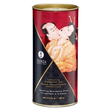 Разогревающее масло Shunga Aphrodisiac Warming Oil - Sparkling Strawberry Wine (100 мл) без сахара || Розігрівальна олія Shunga Aphrodisiac Warming Oil – Sparkling Strawberry Wine (100 мл) без цукру