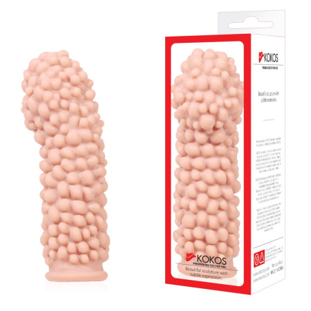 Насадка на член Kokos Extreme Sleeve ES.08 размер M, утолщающая, стимулирующий рельеф || Насадка на член Kokos Extreme Sleeve ES.08 розмір M, потовщувальна, стимулюючий рельєф