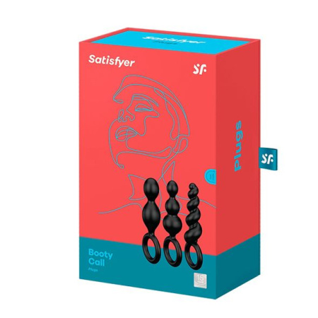 Набор анальных игрушек Satisfyer Plugs black (set of 3) - Booty Call, макс. диаметр 3 см || Набір анальних іграшок Satisfyer Plug black (set of 3) - Booty Call, макс. діаметр 3 см