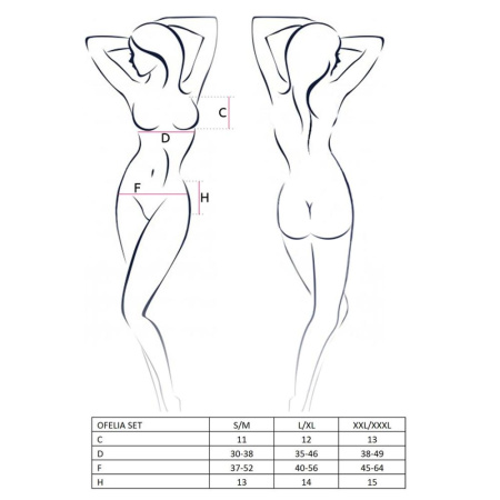 Комплект белья Passion OFELIA SET OpenBra XXL/XXXL, white, стринги, открытый лиф, широкий пояс || Комплект білизни Passion OFELIA SET OpenBra XXL/XXXL, white, стрінги, відкритий ліф, широкий пояс