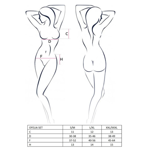 Комплект белья Passion OFELIA SET OpenBra XXL/XXXL, white, стринги, открытый лиф, широкий пояс