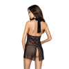 Прозрачная сорочка приталенная Passion TARANEE CHEMISE S/M, black, трусики || Прозора сорочка приталена Passion TARANEE CHEMISE S/M, black, трусики