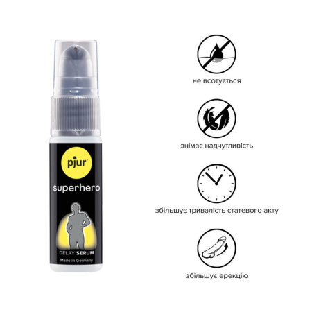 Сыворотка-пролонгатор pjur Superhero Delay Serum 20 мл, создает эффект пленки, без онемения || Сироватка-пролонгатор pjur Superhero Delay Serum 20 мл, створює ефект плівки, без оніміння