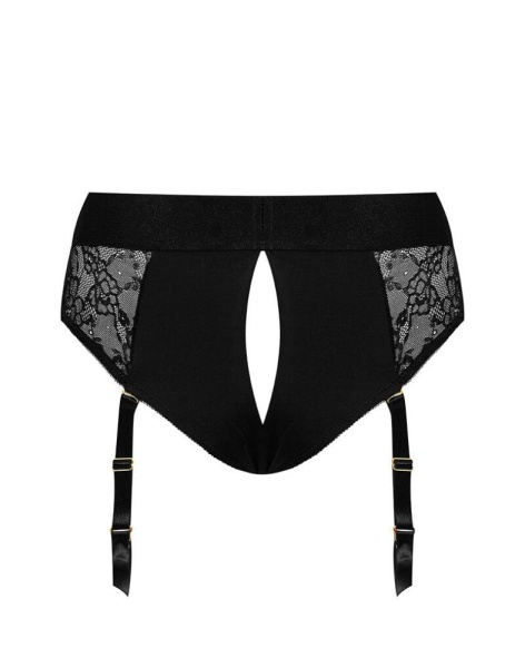 Кружевные трусы для страпона с подвязками для чулок Strap-On-Me DIVA HARNESS - L