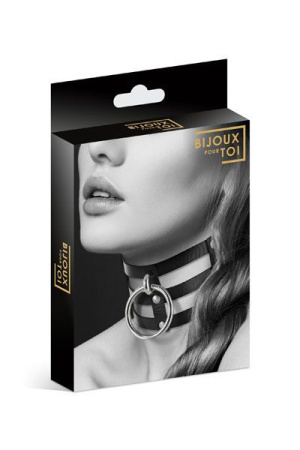 Чокер тройной с кольцом для поводка Bijoux Pour Toi - FETISH, экокожа || Чокер потрійний з кільцем для повідця Bijoux Pour Toi - FETISH, екошкіра