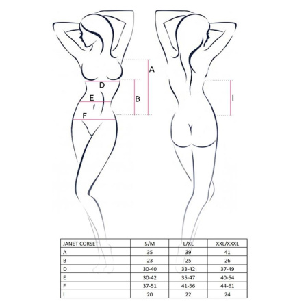 Корсет с пажами Passion JANET CORSET L/XL, white, трусики, полупрозрачный || Корсет з пажами Passion JANET CORSET L/XL, white, трусики, напівпрозорий