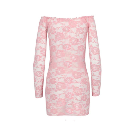 Прозрачная сорочка с длинным рукавом Passion YOLANDA CHEMISE S/M, pink, трусики || Прозора сорочка з довгим рукавом Passion YOLANDA CHEMISE S/M, pink, трусики