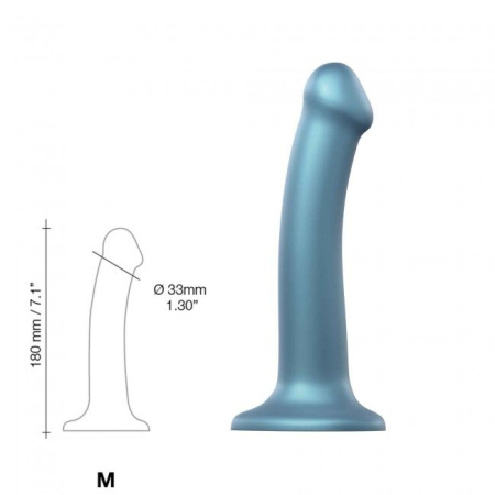 Насадка для страпона Strap-On-Me Mono Density Dildo Blue M, диам. 3,3см, однослойный силикон, гибкий || Насадка для страпону Strap-On-Me Mono Density Dildo M Blue, діам. 3,3 см, одношаровий силікон, гнучк