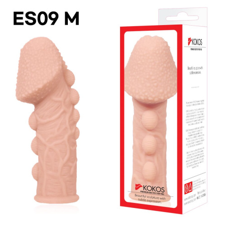 Насадка на член Kokos Extreme Sleeve ES.09 размер M, утолщающая, стимулирующий рельеф || Насадка на член Kokos Extreme Sleeve ES.09 розмір M, потовщуюча, стимулюючий рельєф