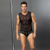 Мужской эротический костюм "Романтичный Стивен" One Size Black: полупрозрачные трусики и маечка || Чоловічий еротичний костюм "Романтичний Стівен" One Size Black: напівпрозорі трусики і маєчка
