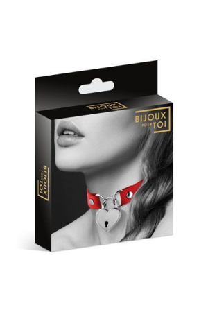 Чокер с замочком-сердечком Bijoux Pour Toi - HEART LOCK Red, экокожа || Чокер з замочком-сердечком Bijoux Pour Toi - HEART LOCK Red, екошкіра