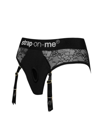 Кружевные трусы для страпона с подвязками для чулок Strap-On-Me DIVA HARNESS - M || Мереживні труси для страпону з підв'язками для панчох Strap-On-Me DIVA HARNESS - M