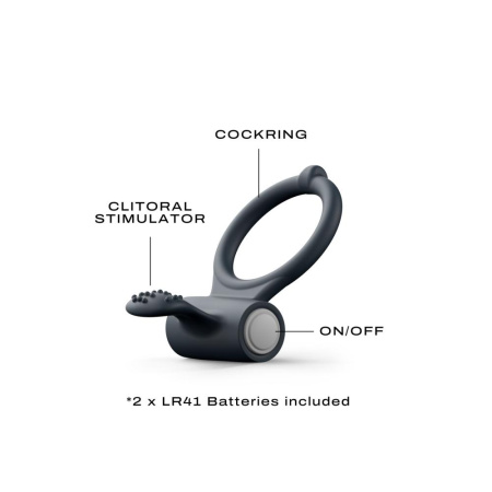 Эрекционное кольцо Dorcel Power Clit Black V2 с вибрацией, с язычком со щеточкой || Ерекційне кільце Dorcel Power Clit Black V2 з вібрацією та язичком з щіточкою