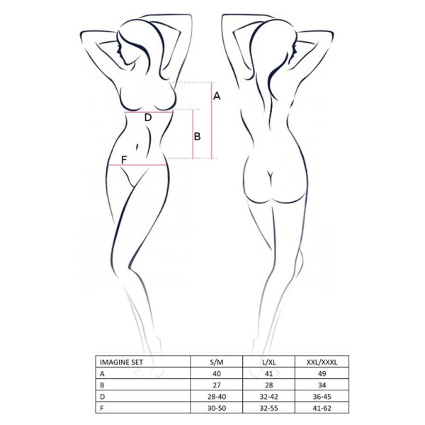 Комплект белья Passion IMAGINE SET OpenBra L/XL, black, лиф - мини-сорочка, трусики с оборками