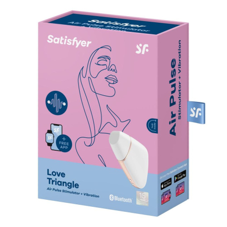 Вакуумный клиторальный стимулятор Satisfyer Love Triangle White с управлением через интернет || Вакуумний кліторальний стимулятор Satisfyer Love Triangle White з керуванням через інтернет