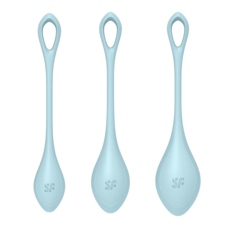Набор йони бусин Satisfyer Yoni Power 2 Light Blue, диаметр 2-2,5-3см, вес 22-44-73гр || Набір йоні намистин Satisfyer Yoni Power 2 Light Blue, диаметр 2-2,5-3см, вес 22-44-73гр