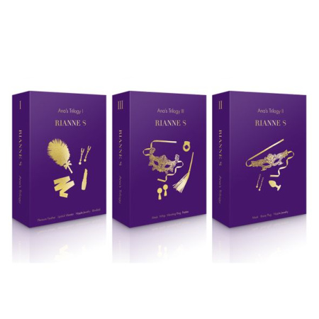 Романтический подарочный набор RIANNE S Ana's Trilogy Set II: пробка 2,7 см, лассо для сосков, маска || Романтичний подарунковий набір RIANNE S Ana's Trilogy Set II: силіконова анальна пробка 2,7 см, ласо