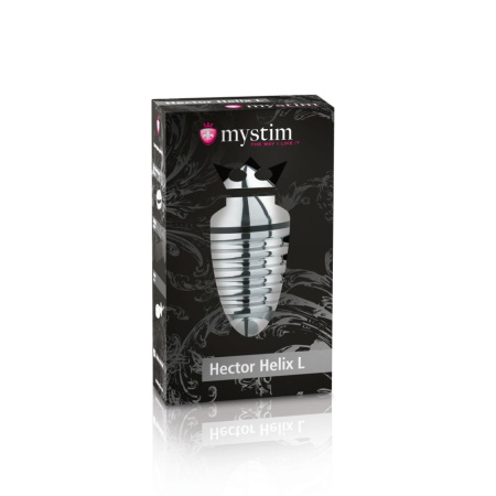 Металлическая анальная пробка Mystim Hector Helix L для электростимулятора, диаметр 5 см || Металева анальна пробка Mystim Hector Helix L для електростимулятора, діаметр 5 см