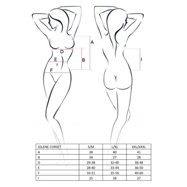 Корсет с пажами Passion JOLENE CORSET L/XL, black, трусики, полуоткрытая грудь, полупрозрачный
