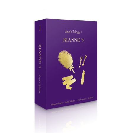 Романтический подарочный набор RIANNE S Ana's Trilogy Set I: помада-вибратор, зажимы, повязка || Романтичний подарунковий набір RIANNE S Ana's Trilogy Set I: помада-вібратор, затискачі, пов'язка