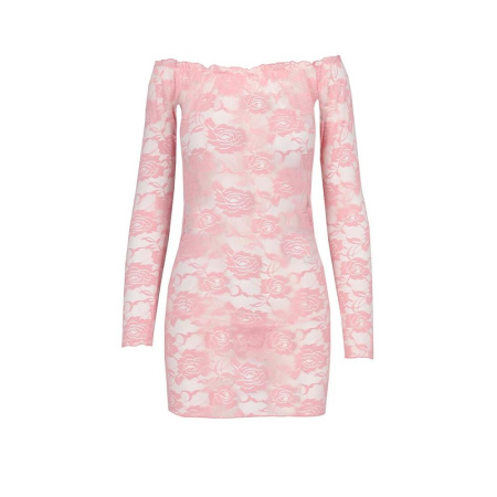 Прозрачная сорочка с длинным рукавом Passion YOLANDA CHEMISE S/M, pink, трусики || Прозора сорочка з довгим рукавом Passion YOLANDA CHEMISE S/M, pink, трусики