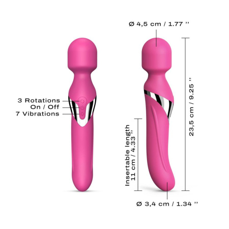 Вибромассажер 2в1 Dorcel Dual Orgasms Magenta классический массажер и вибратор с жемчужным массажем || Вібромасажер 2в1 Dorcel Dual Orgasms Magenta класичний масажер і вібратор з перлинним масажем