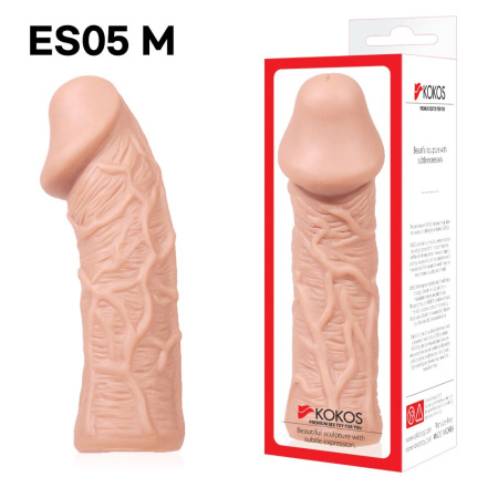 Насадка на член Kokos Extreme Sleeve ES.05 размер M, утолщающая, стимулирующий рельеф || Насадка на член Kokos Extreme Sleeve ES.05 розмір M, потовщувальна, стимулюючий рельєф