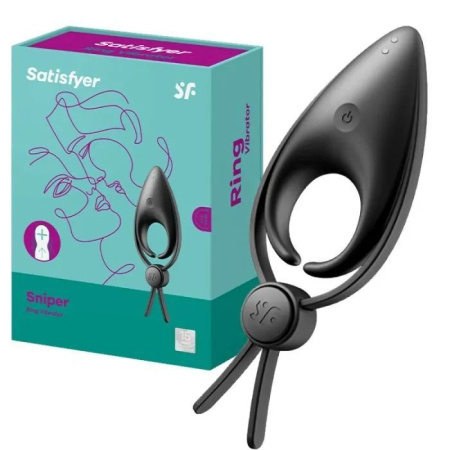 Эрекционное виброкольцо-лассо с регулировкой размера Satisfyer Sniper Black || Ерекційне віброкільце-ласо з регулюванням розміру Satisfyer Sniper Black