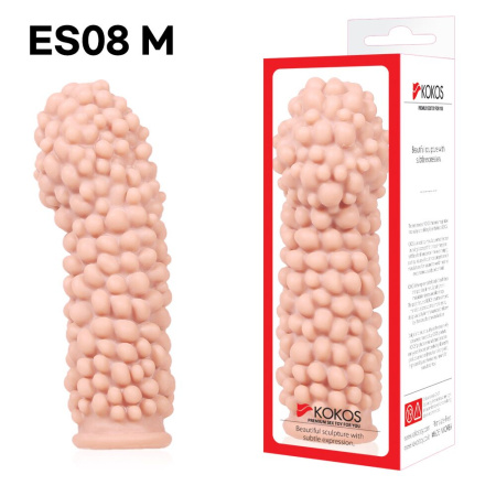 Насадка на член Kokos Extreme Sleeve ES.08 размер M, утолщающая, стимулирующий рельеф || Насадка на член Kokos Extreme Sleeve ES.08 розмір M, потовщувальна, стимулюючий рельєф