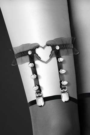 Гартер на ногу Bijoux Pour Toi - WITH HEART AND SPIKES Black, сексуальная подвязка с сердечком || Гартер на ногу Bijoux Pour Toi - WITH HEART AND SPIKES Black, сексуальна підв'язка з сердечком