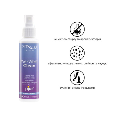 Антибактериальный спрей pjur We-Vibe Clean 100 мл без спирта и ароматизаторов || Антибактеріальний спрей pjur We-Vibe Clean 100 мл без спирту та ароматизаторів