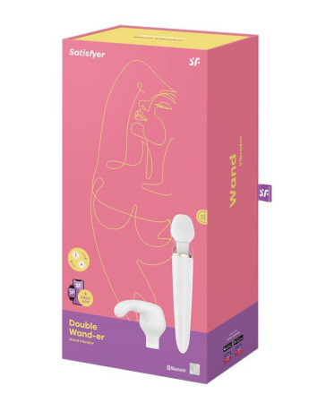 Смарт вибромассажер со сменной головкой Satisfyer Double Wand-er || Смарт-вібромасажер зі змінною головкою Satisfyer Double Wand-er