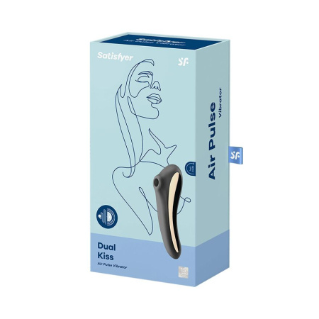 Вакуумный стимулятор с вибрацией Satisfyer Dual Kiss Black || Вакуумний стимулятор з вібрацією Satisfyer Dual Kiss Black