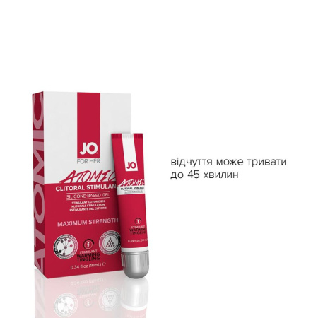 Возбуждающий гель для клитора JO ATOMIC WARMING (10 мл) разогревающий || Збуджувальний гель для клітора JO ATOMIC WARMING (10 мл), розігрівальний