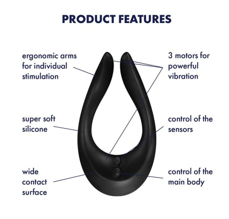 Вибратор для пар Satisfyer Endless Joy Black, 3 независимых мотора, многофункциональный || Вібратор для пар Satisfyer Endless Joy Black, 3 незалежні мотори, багатофункціональний
