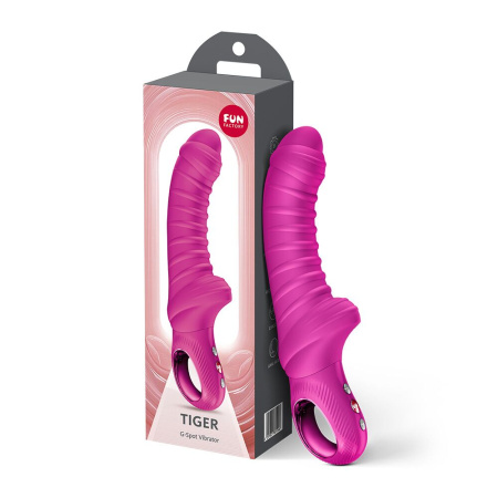 Вибратор для точки G Fun Factory TIGER Magenta, ребристый, подходит для анальной стимуляции || Вібратор для точки G Fun Factory TIGER Magenta, ребристий, підходить для анальної стимуляції