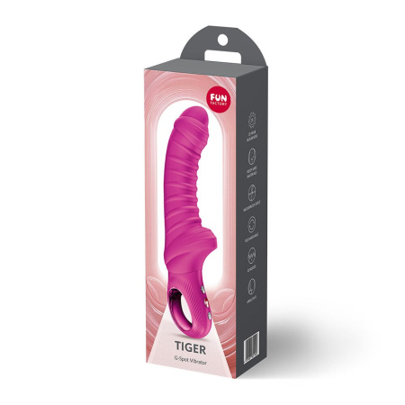 Вибратор для точки G Fun Factory TIGER Magenta, ребристый, подходит для анальной стимуляции || Вібратор для точки G Fun Factory TIGER Magenta, ребристий, підходить для анальної стимуляції
